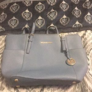 Light blue Michael Kors leather tote